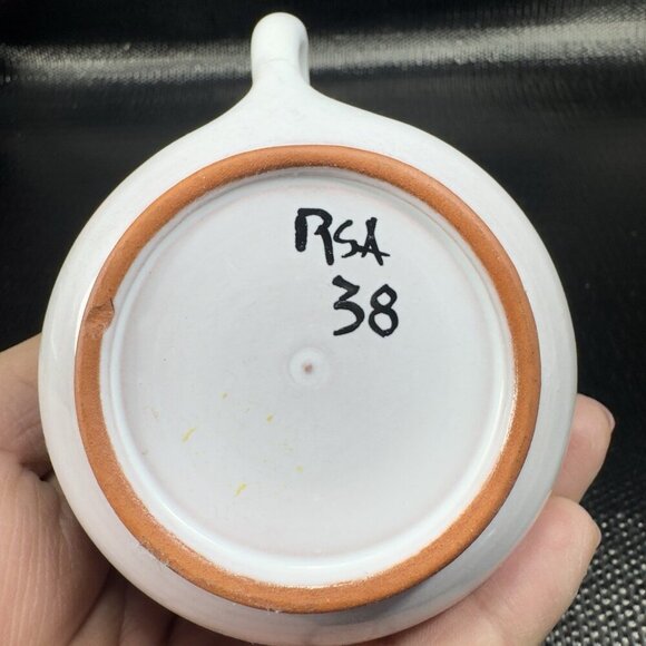Hand Made Signed RSA Pottery Rifa Vietri Small Pitcher Creamer Hand Crafted VTG - Picture 6 of 11